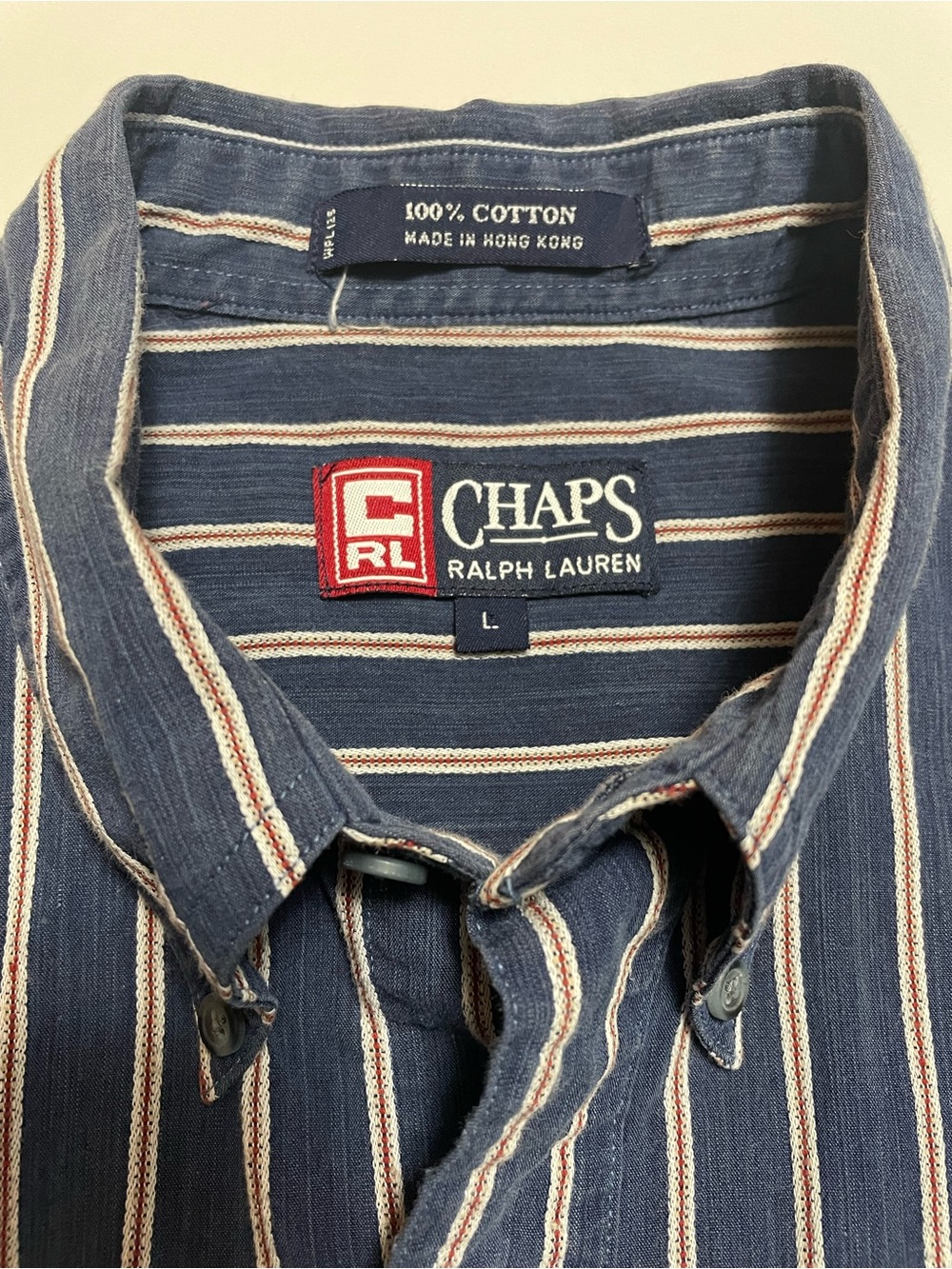 Ralph Lauren Polo Men’s Navy Cotton Striped Short-Sleeve Button-Down Shirt L - Picture 2 of 5